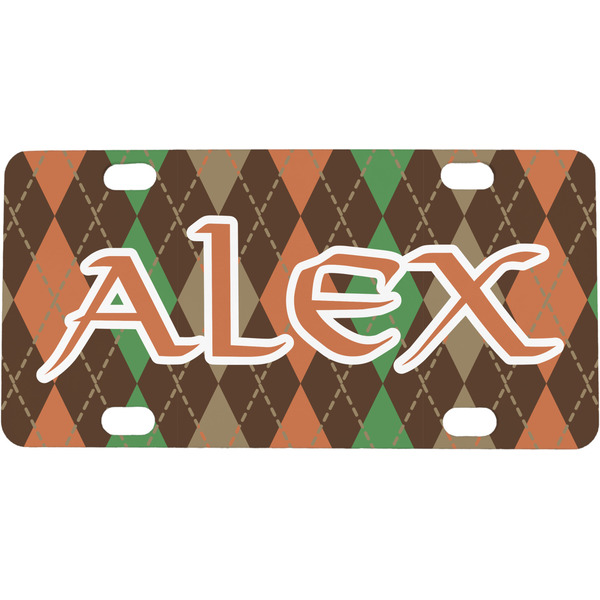Custom Brown Argyle Mini/Bicycle License Plate (Personalized)
