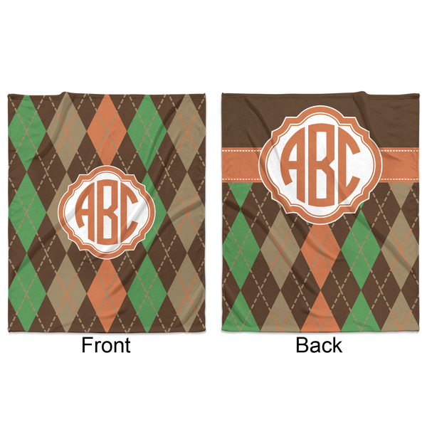 Brown Argyle Minky Blanket - 50"x60" - Double Sided - Front & Back