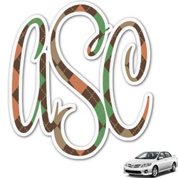 Brown Argyle Monogram Car Decal (Personalized)