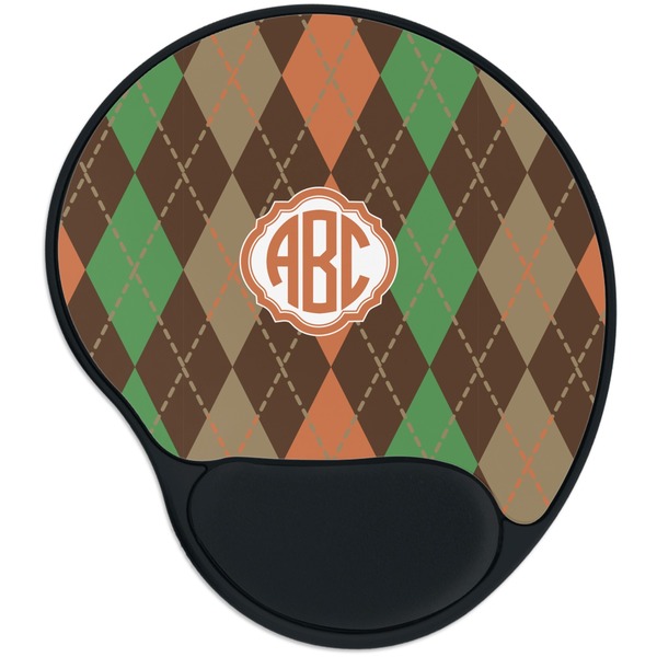 Custom Brown Argyle Mouse Pad with Wrist Support