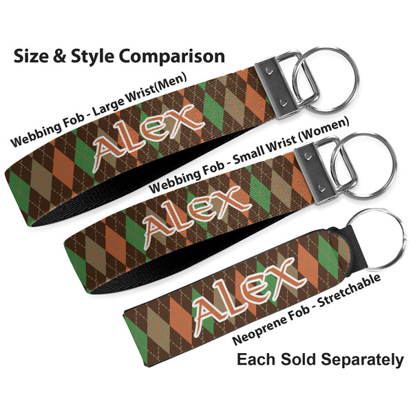 Brown Argyle Multiple Key Ring comparison sizes