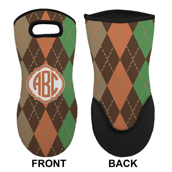Brown Argyle Neoprene Oven Mitt (Front & Back)
