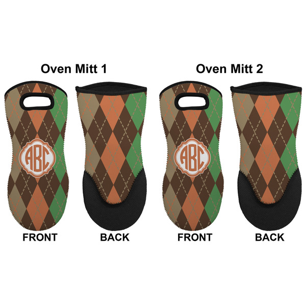 Brown Argyle Neoprene Oven Mitt - Set of 2 - Approval