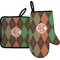 Brown Argyle Oven Mitt & Pot Holder Set w/ Monogram