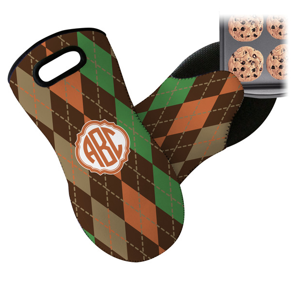 Brown Argyle Neoprene Oven Mitt