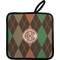 Brown Argyle Pot Holder - Single w/ Monogram
