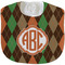 Brown Argyle Velour Baby Bib w/ Monogram