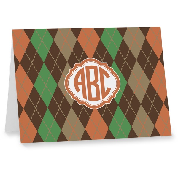 Custom Brown Argyle Note cards (Personalized)