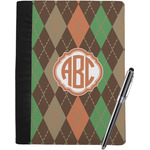 Brown Argyle Notebook Padfolio - Large w/ Monogram