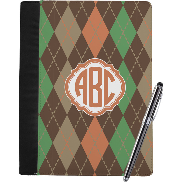 Custom Brown Argyle Notebook Padfolio - Large w/ Monogram