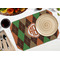 Brown Argyle Octagon Placemat - Single front (LIFESTYLE) Flatlay