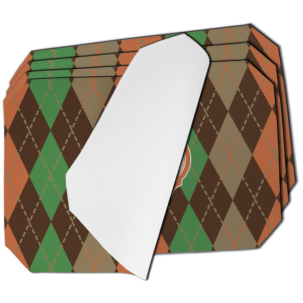 Custom Brown Argyle Dining Table Mat - Octagon - Set of 4 (Single-Sided) w/ Monogram