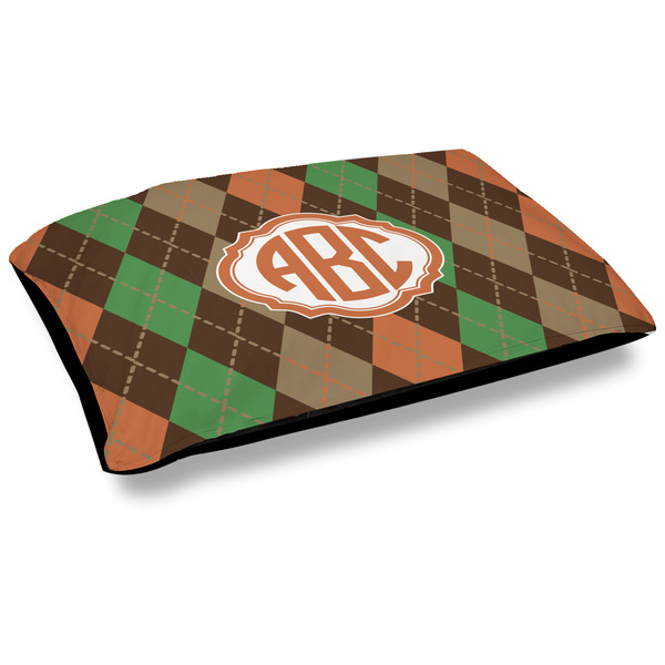 Custom Brown Argyle Dog Bed w/ Monogram