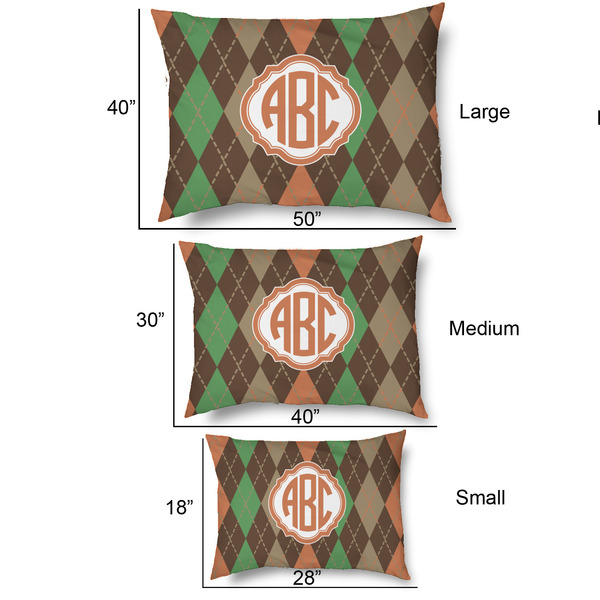 Brown Argyle Outdoor Dog Beds - SIZE CHART