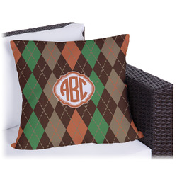 Brown Argyle Outdoor Pillow - 20" (Personalized)