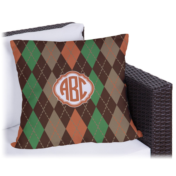 Custom Brown Argyle Outdoor Pillow - 20" (Personalized)