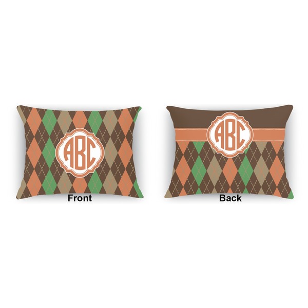 Brown Argyle  Outdoor Rectangular Throw Pillow (Front and Back)