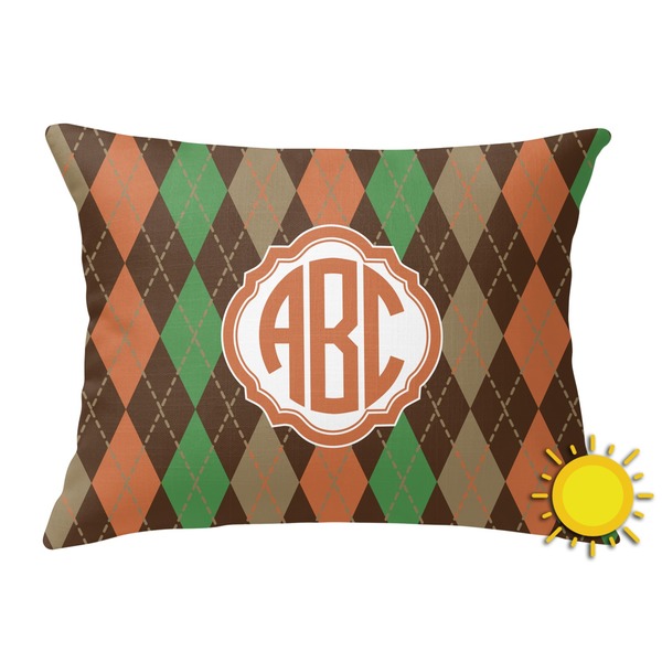 Custom Brown Argyle Outdoor Throw Pillow (Rectangular) (Personalized)