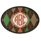 Brown Argyle Iron On Oval Patch w/ Monogram