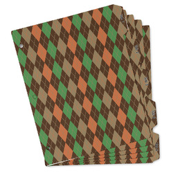 Brown Argyle Binder Tab Divider - Set of 5 (Personalized)