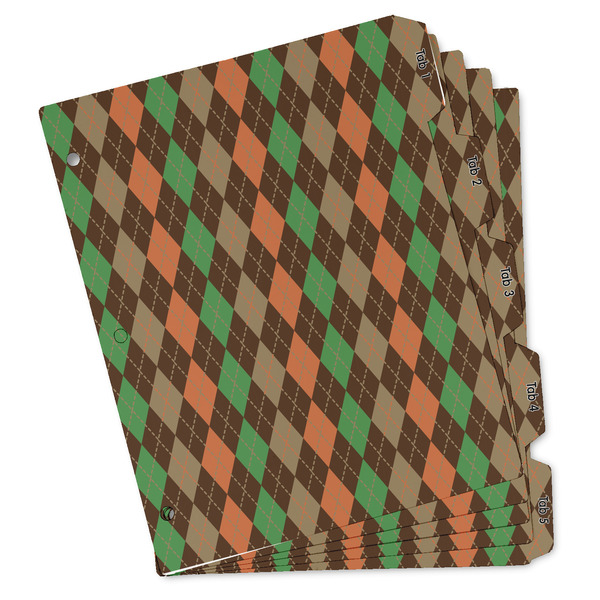 Custom Brown Argyle Binder Tab Divider - Set of 5 (Personalized)