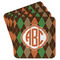 Brown Argyle Paper Coasters w/ Monograms