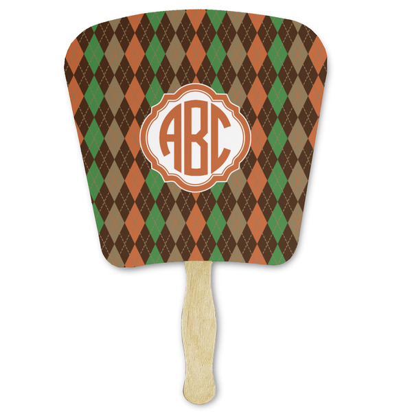 Custom Brown Argyle Paper Fan (Personalized)