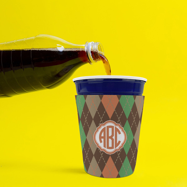 Brown Argyle Party Cup Sleeves - without bottom - Lifestyle