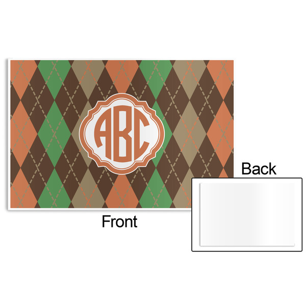 Brown Argyle Disposable Paper Placemat - Front & Back