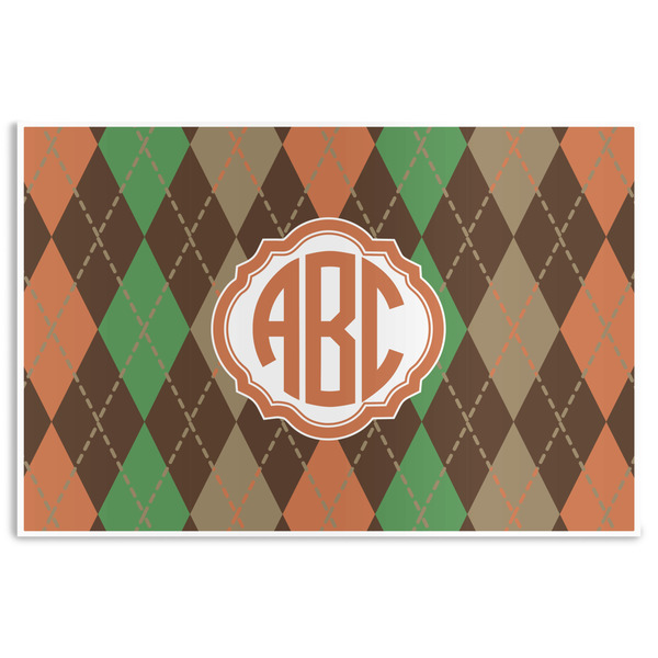 Custom Brown Argyle Disposable Paper Placemats (Personalized)