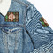 Brown Argyle Patches Lifestyle Jean Jacket Detail