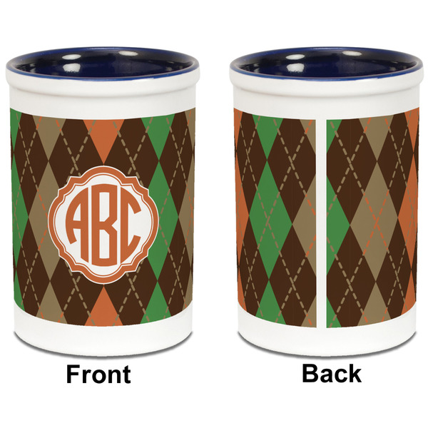 Brown Argyle Pencil Holder - Blue - approval