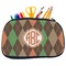 Brown Argyle Neoprene Pencil Case - Medium w/ Monogram