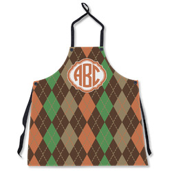 Brown Argyle Apron Without Pockets w/ Monogram