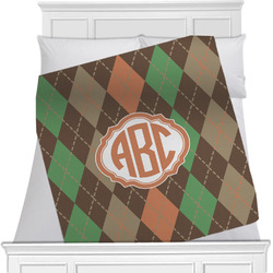 Brown Argyle Minky Blanket (Personalized)