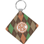 Brown Argyle Diamond Plastic Keychain w/ Monogram
