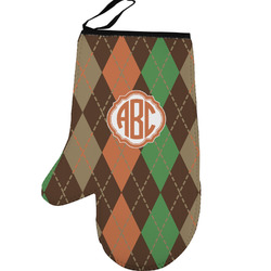 Brown Argyle Left Oven Mitt (Personalized)