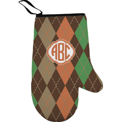 Brown Argyle Right Oven Mitt w/ Monogram