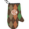 Brown Argyle Right Oven Mitt w/ Monogram