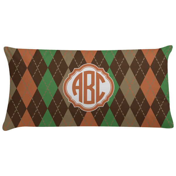 Custom Brown Argyle Pillow Case - King w/ Monograms