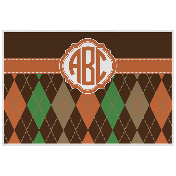 Brown Argyle Personalized Placemat (Back)