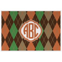 Brown Argyle Laminated Placemat w/ Monogram