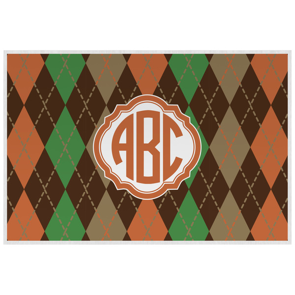 Custom Brown Argyle Laminated Placemat w/ Monogram