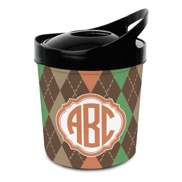Custom Brown Argyle Plastic Ice Bucket (Personalized)