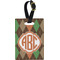 Brown Argyle Plastic Luggage Tag - Rectangular w/ Monogram