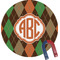 Brown Argyle Round Fridge Magnet (Personalized)
