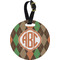 Brown Argyle Personalized Round Luggage Tag