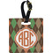 Brown Argyle Plastic Luggage Tag - Square w/ Monogram