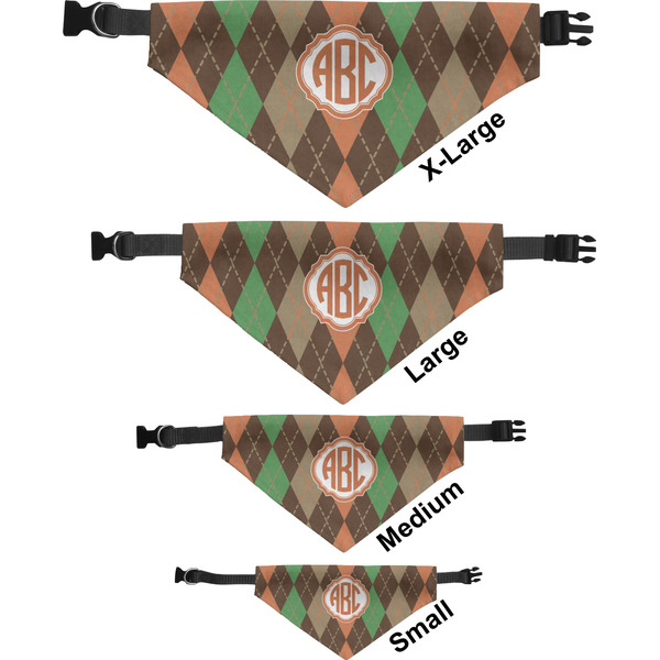 Brown Argyle Pet Bandana Sizes