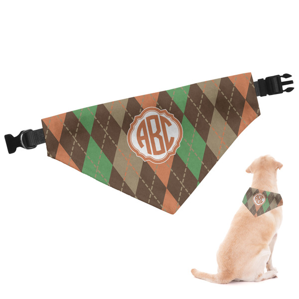 Custom Brown Argyle Dog Bandana - Medium (Personalized)